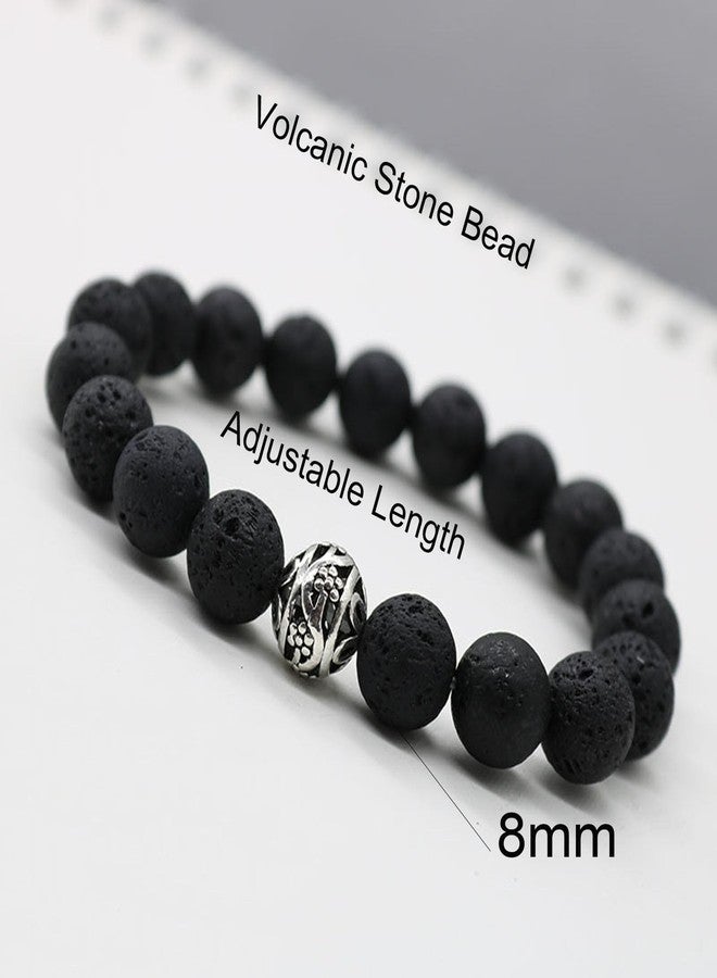 tanguan Protection Bracelet, Black Tourmaline Bracelet for Woman Man Healing Crystal Bracelets Obsidian Hematite Bracelets Anxiety and Stress Relief Clam Jewelry Handmade Natural Beads Jewelry Gift (Black volcanic stone) - Image 4